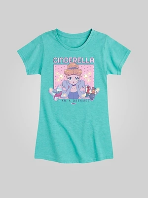 Kids Disney Princess Kawaii Anime Cinderella Fitted Short Sleeve Graphic Tee