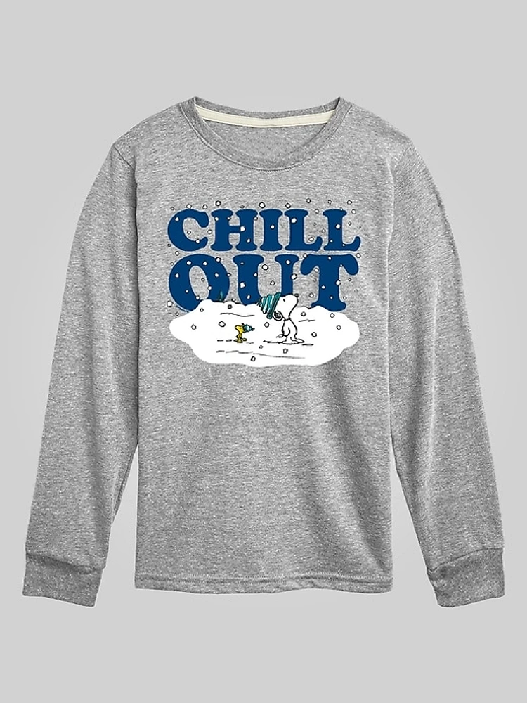 Kids Peanuts Snoopy And Woodstock Chill Out Long Sleeve Graphic Tee