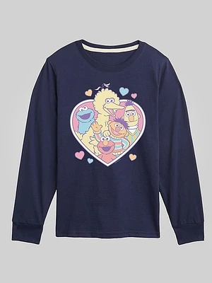 Toddler Sesame Street Group Heart Long Sleeve Graphic Tee