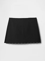 Linen-Blend Scalloped Mini Skirt