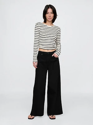 Mid Rise UltraSoft Crop Baggy Jeans