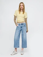 High Rise Denim Culotte Jeans