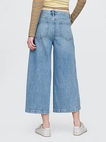 High Rise Denim Culotte Jeans