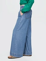 Mid Rise UltraSoft Pleated Easy Baggy Jeans