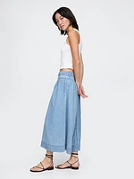 Denim Western Yoke Midi Skirt