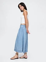 Denim Western Yoke Maxi Skirt
