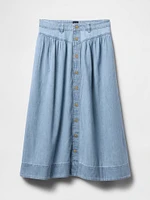 Denim Western Yoke Maxi Skirt