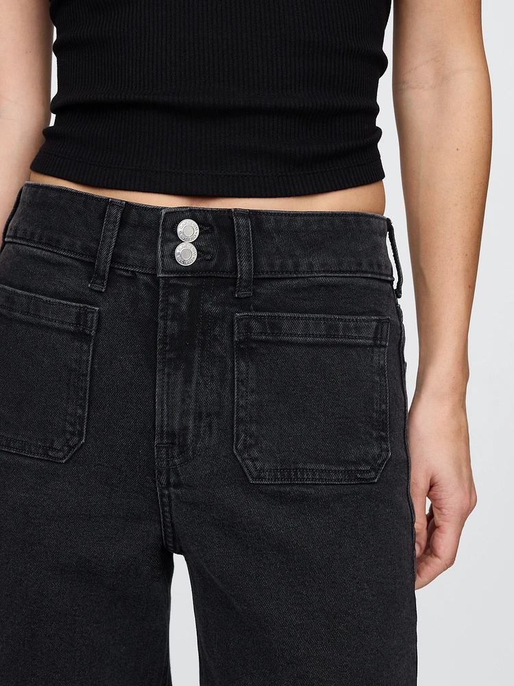 High Rise Stride Wide-Leg Ankle Jeans