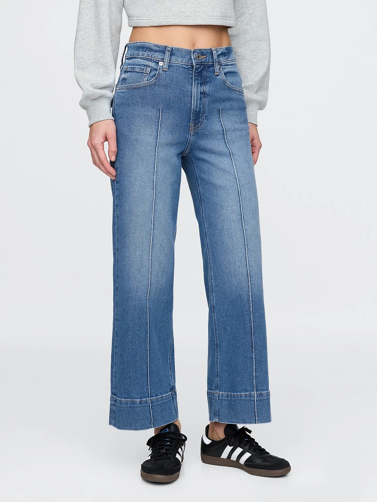 High Rise Stride Wide-Leg Ankle Jeans