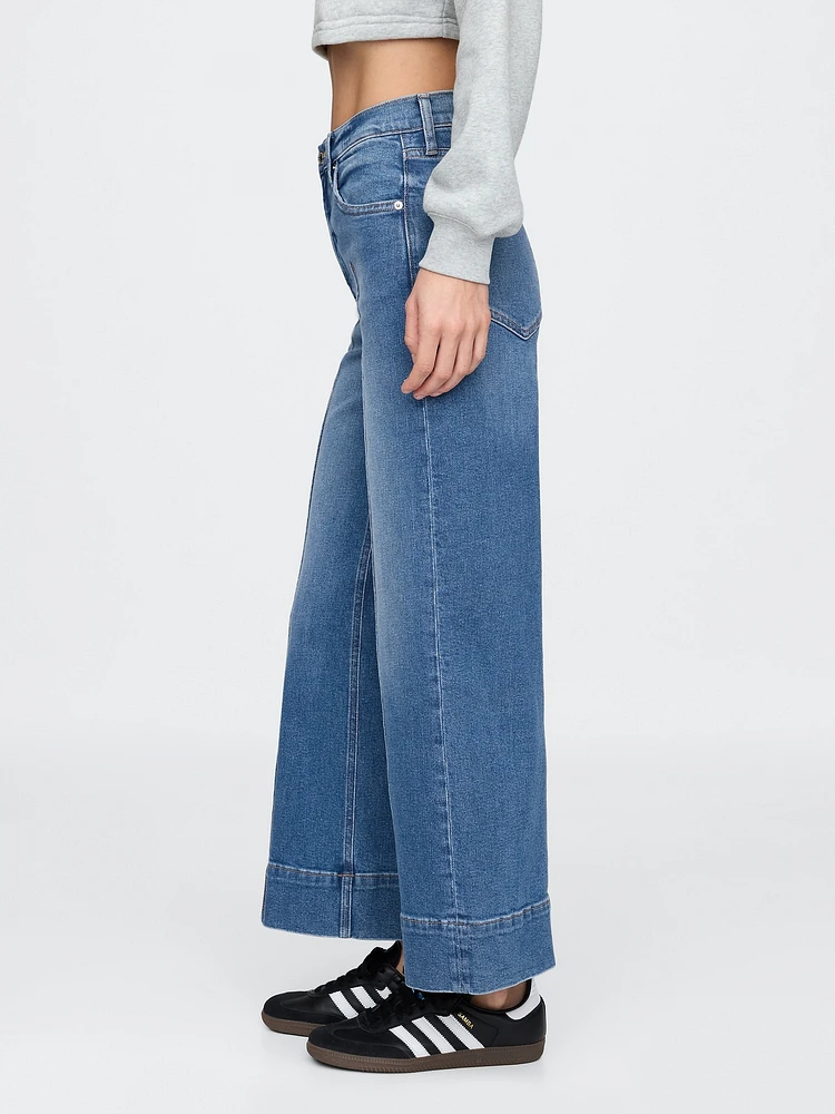 High Rise Stride Wide-Leg Ankle Jeans