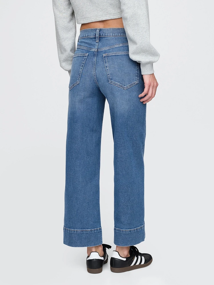 High Rise Stride Wide-Leg Ankle Jeans