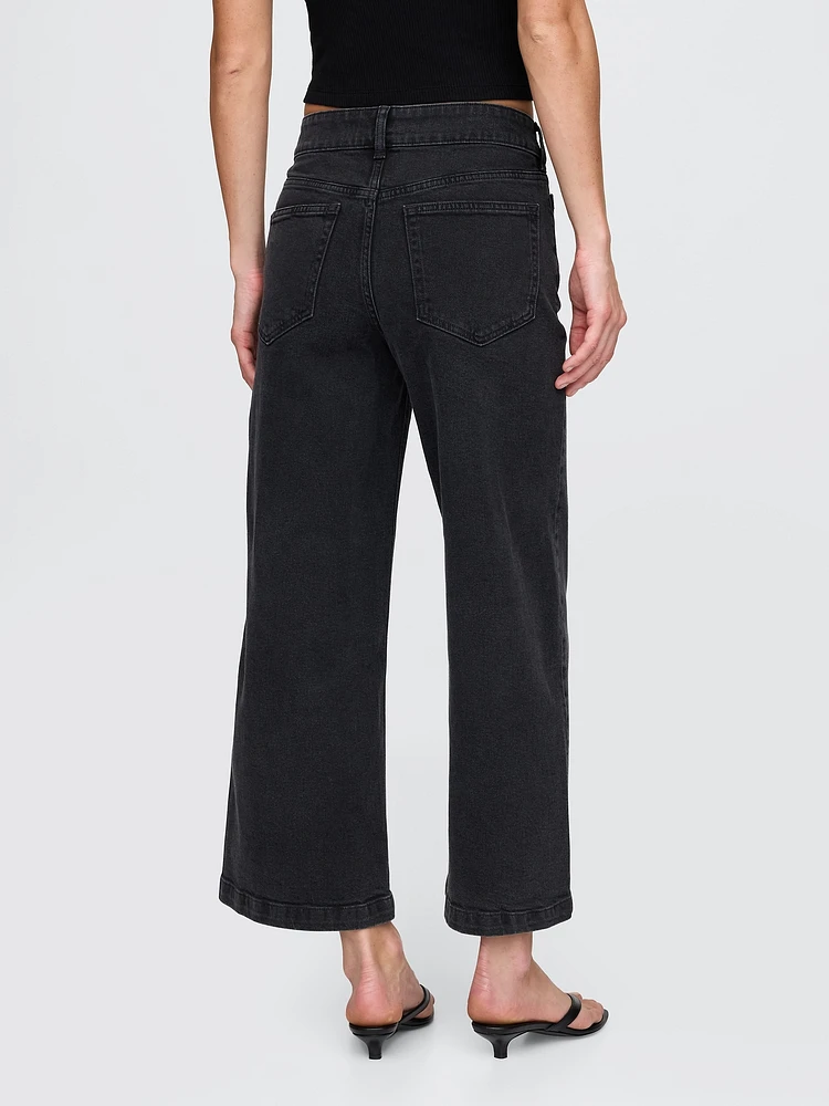 High Rise Stride Wide-Leg Ankle Jeans
