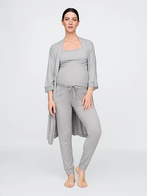 Maternity Lace Trim Robe Modal