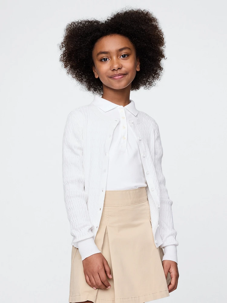 Kids Organic Cotton Uniform Cardigan