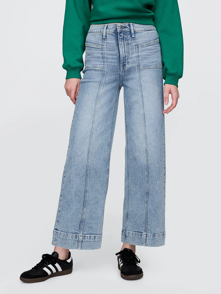 High Rise Stride Wide-Leg Ankle Jeans
