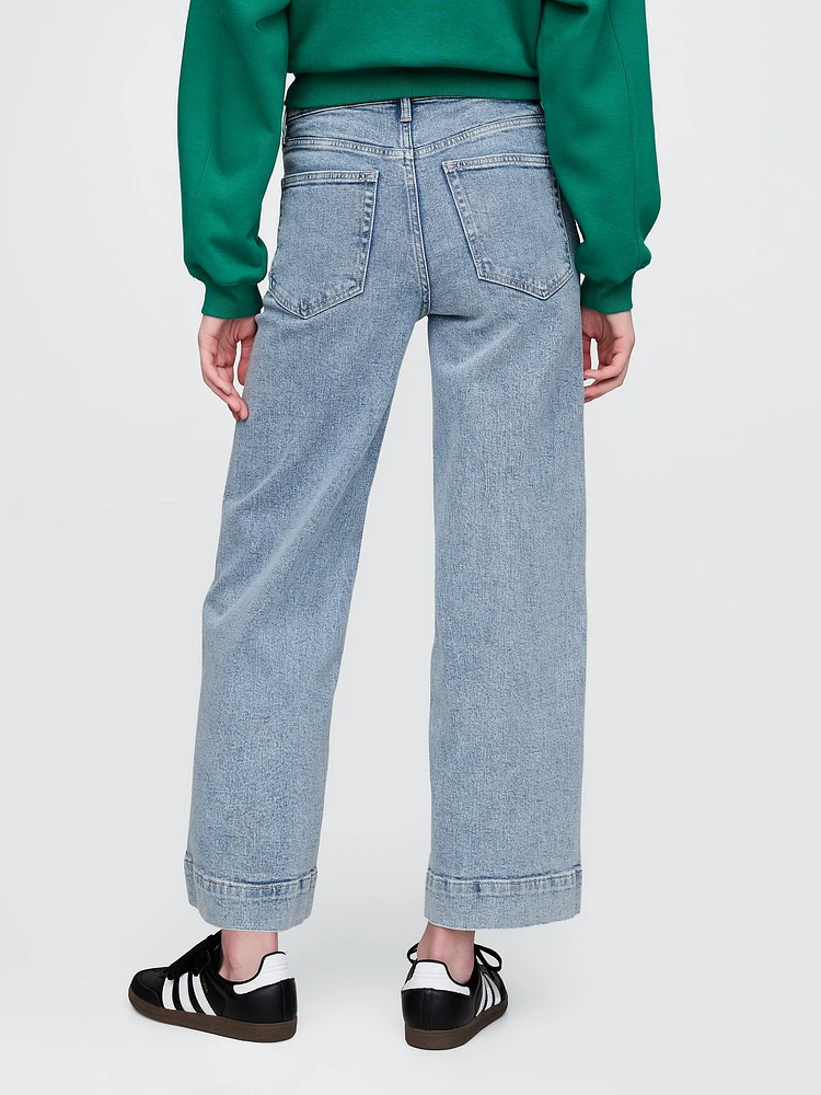 High Rise Stride Wide-Leg Ankle Jeans