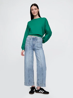 High Rise Stride Wide-Leg Ankle Jeans