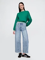 High Rise Stride Wide-Leg Ankle Jeans