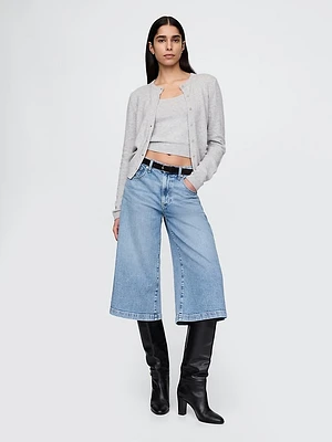 High Rise Denim Culotte Jeans