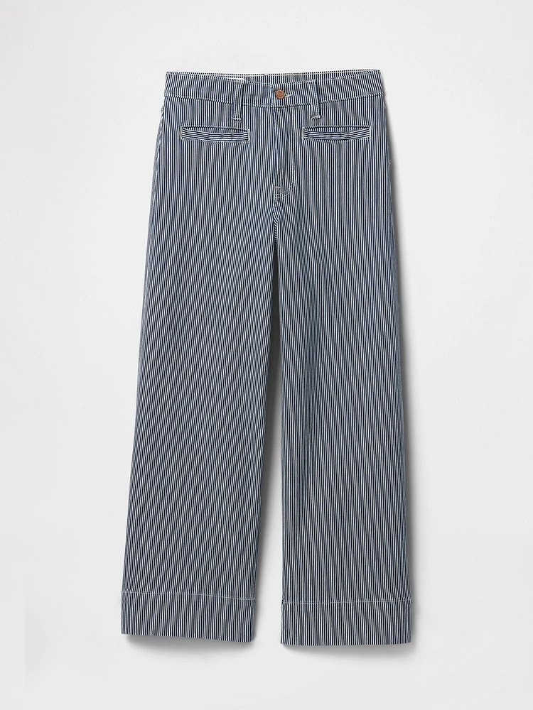 High Rise Stride Wide-Leg Ankle Jeans