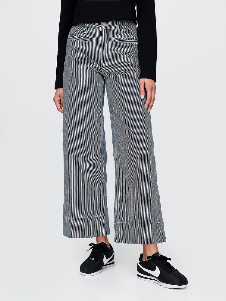 High Rise Stride Wide-Leg Ankle Jeans