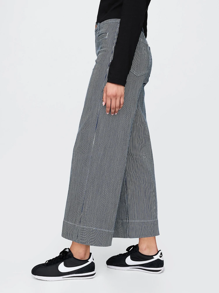 High Rise Stride Wide-Leg Ankle Jeans