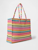 Rainbow Straw Tote Bag