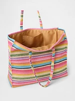 Rainbow Straw Tote Bag