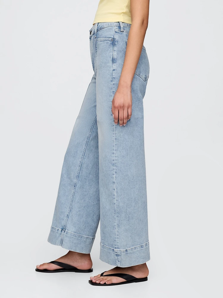 High Rise Stride Wide-Leg Ankle Jeans