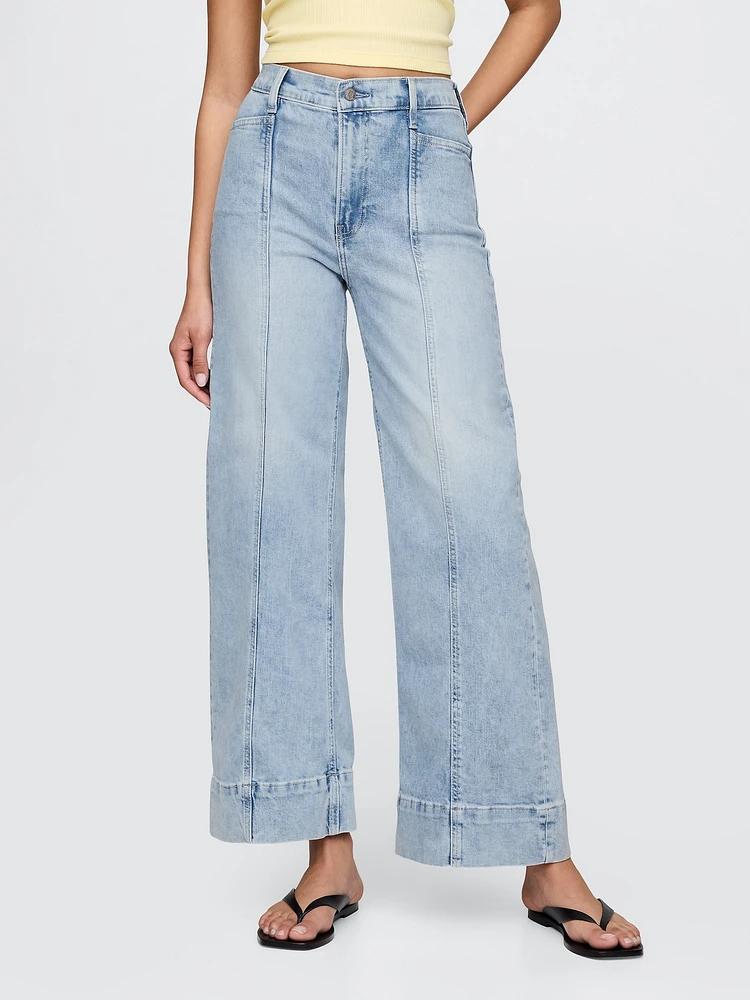 High Rise Stride Wide-Leg Ankle Jeans