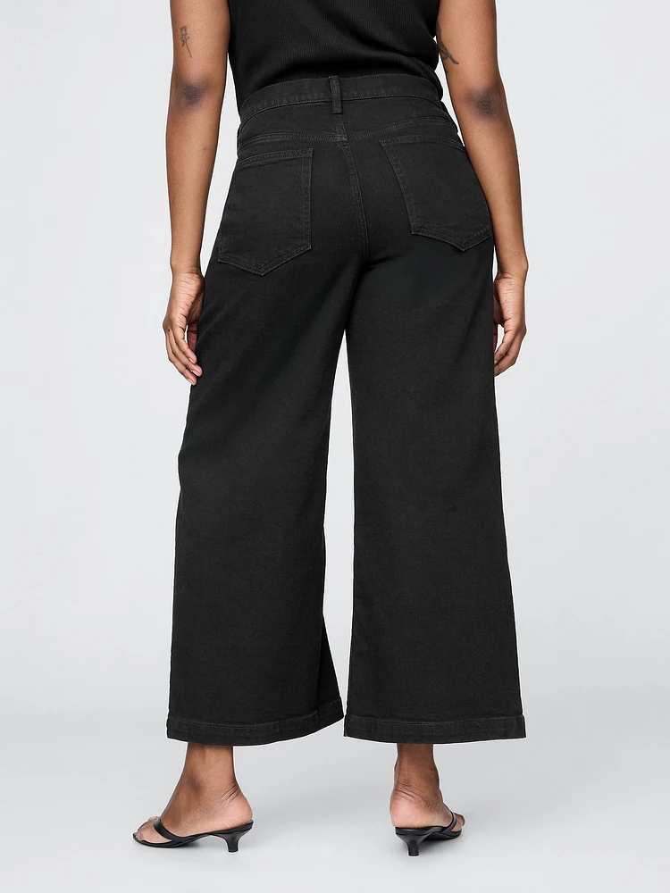 High Rise Stride Wide-Leg Ankle Jeans