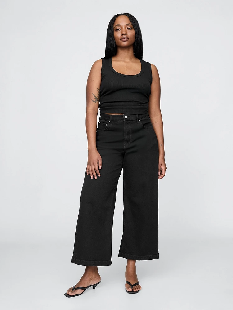 High Rise Stride Wide-Leg Ankle Jeans