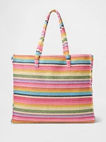 Rainbow Straw Tote Bag