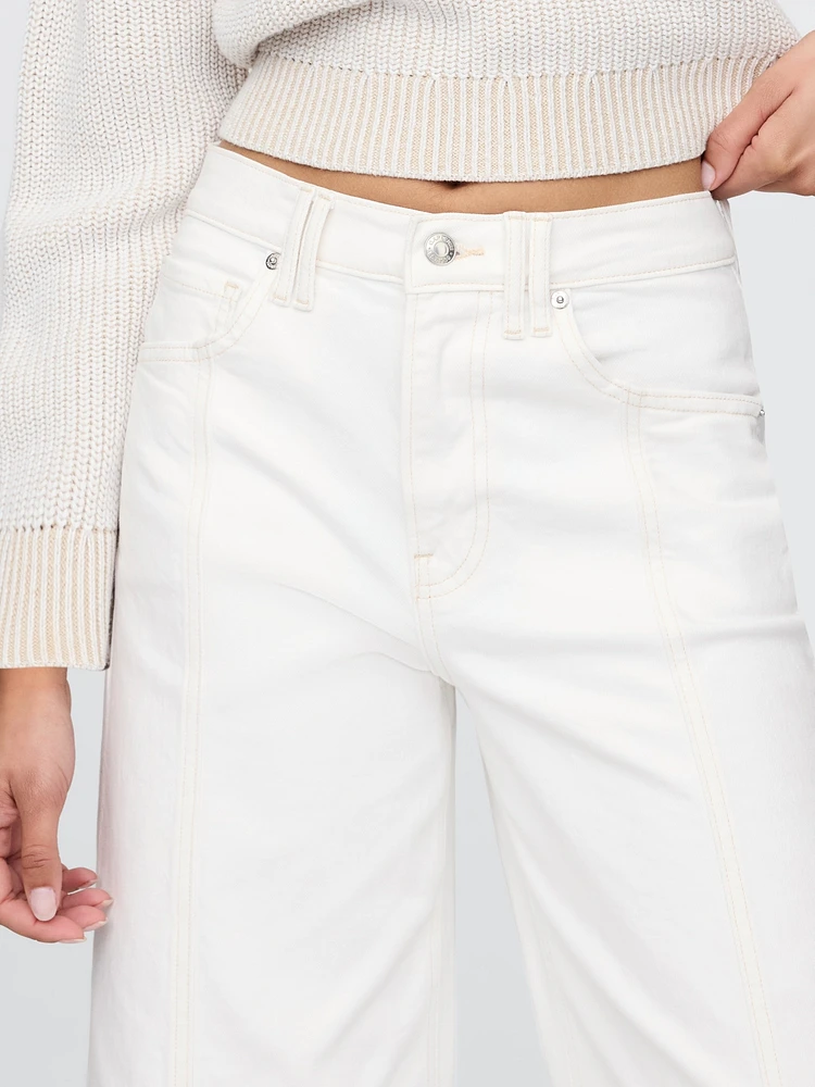High Rise Stride Wide-Leg Ankle Jeans
