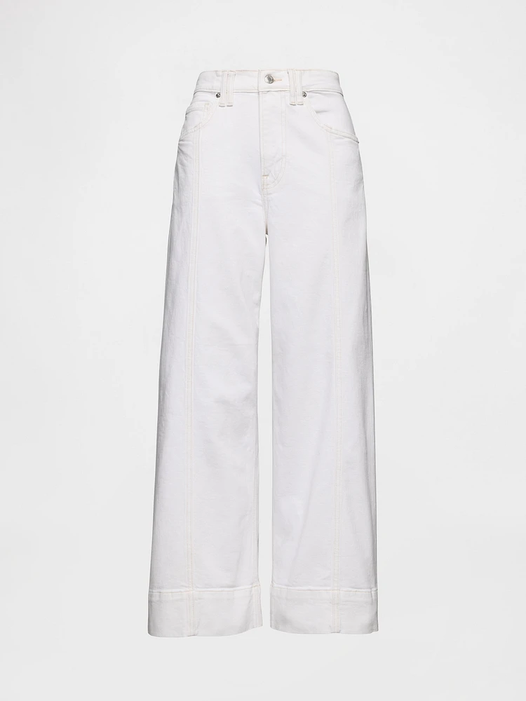 High Rise Stride Wide-Leg Ankle Jeans