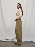 Mid Rise Twill Barrel Pants