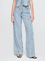 Mid Rise Cargo Baggy Jeans