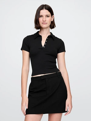 Modern Rib Cropped Polo Shirt
