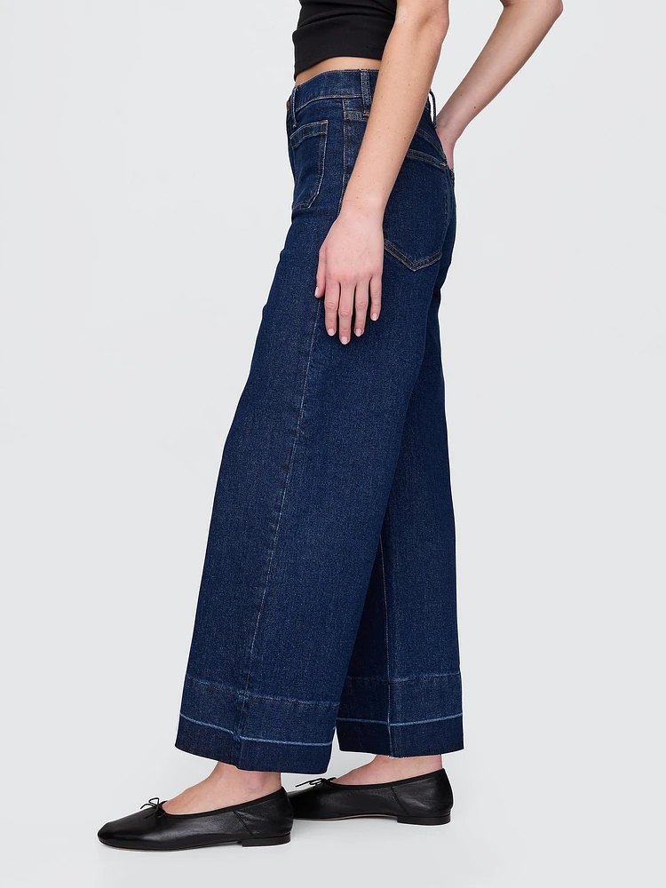 High Rise Stride Wide-Leg Ankle Jeans