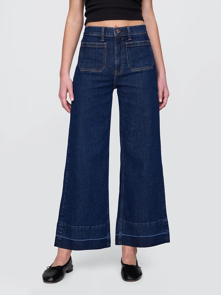 High Rise Stride Wide-Leg Ankle Jeans