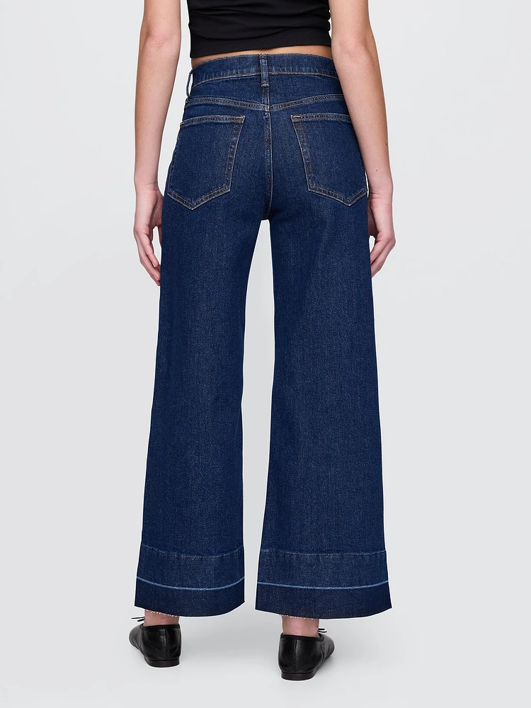 High Rise Stride Wide-Leg Ankle Jeans