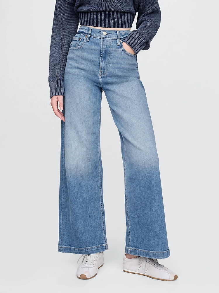 High Rise Stride Wide-Leg Ankle Jeans