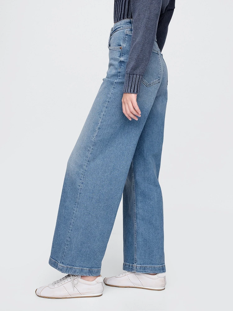 High Rise Stride Wide-Leg Ankle Jeans