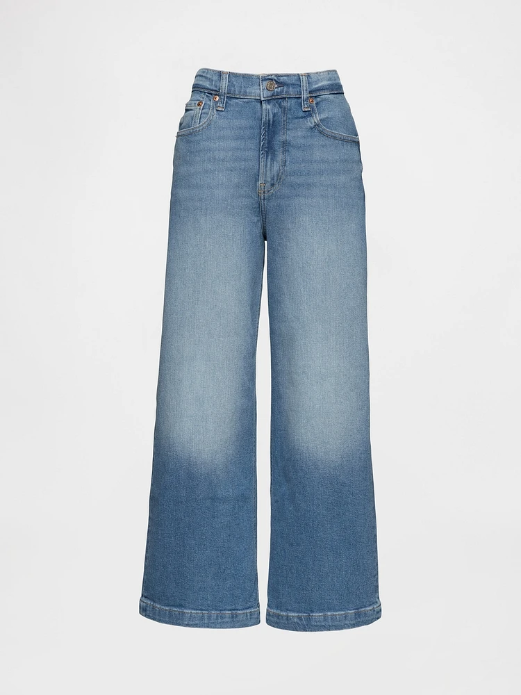 High Rise Stride Wide-Leg Ankle Jeans