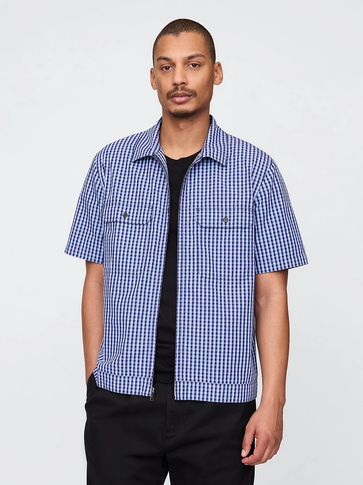 Poplin Full-Zip Pocket Shirt