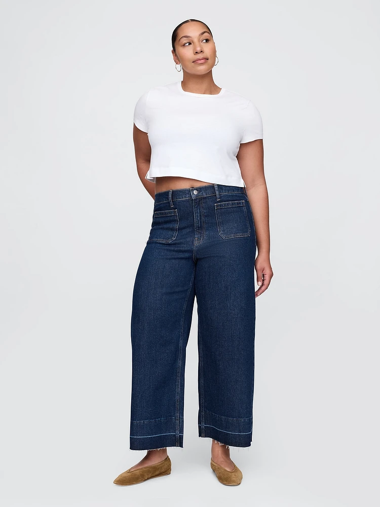 High Rise Stride Wide-Leg Ankle Jeans