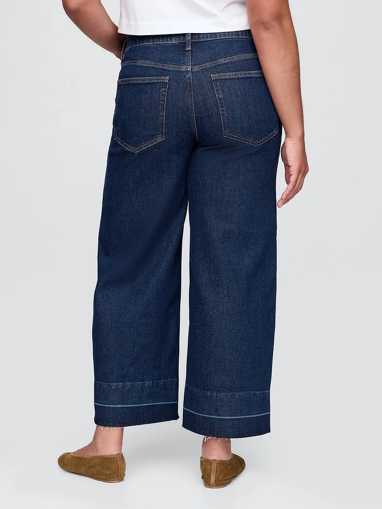 High Rise Stride Wide-Leg Ankle Jeans