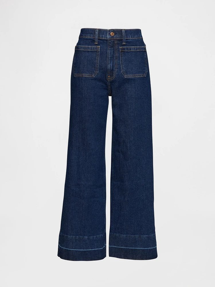 High Rise Stride Wide-Leg Ankle Jeans