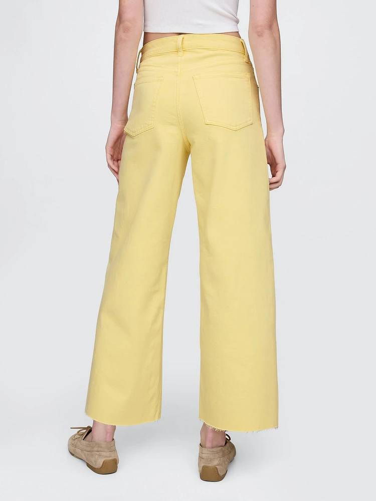 High Rise Stride Wide-Leg Ankle Jeans
