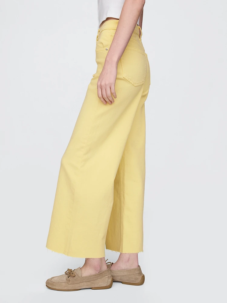 High Rise Stride Wide-Leg Ankle Jeans
